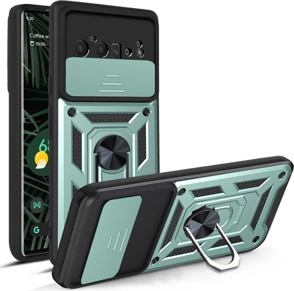Cover Slim-Fit Verde Google Pixel 6 Pro Protezione Camera e Anello 360