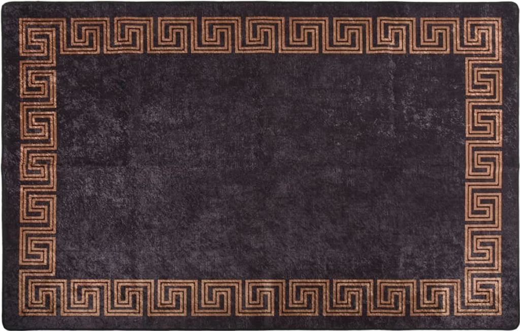 Teppich Waschbar 80x150 cm Schwarz und Golden Rutschfest