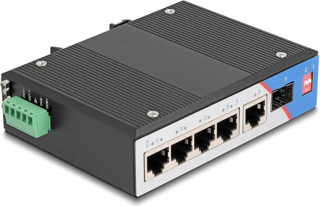 Commutateur Delock 80164 Rail DIN Métal 1 Gbps Haute Performance RJ45