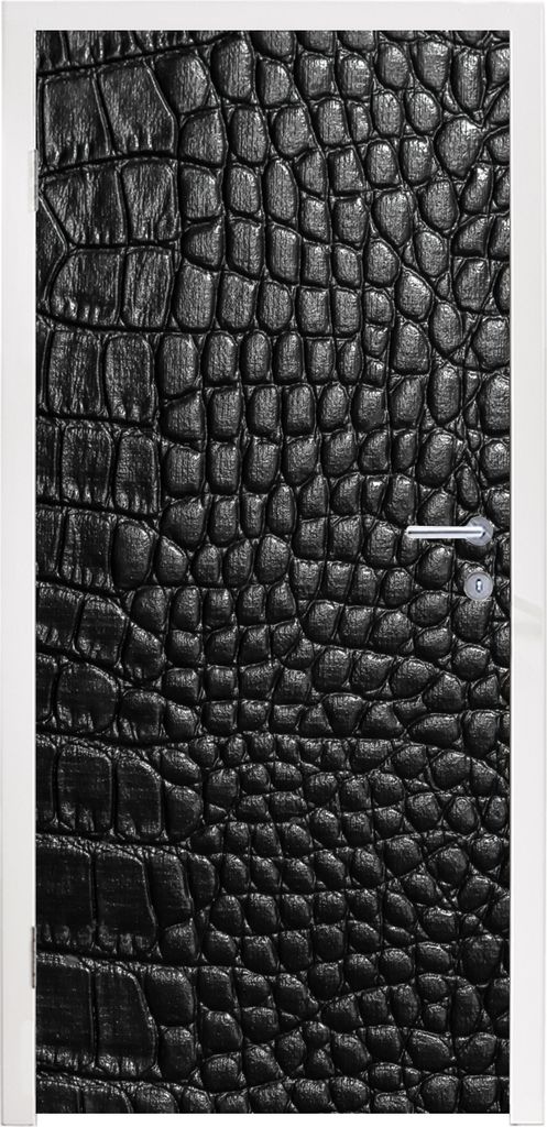 MuchoWow Türtapete Selbstklebende Türfolie Leder - Strukturiert - Schwarz - Grau 80x205 cm Türposter Türaufkleber Klebefolie Türklebefolie -...