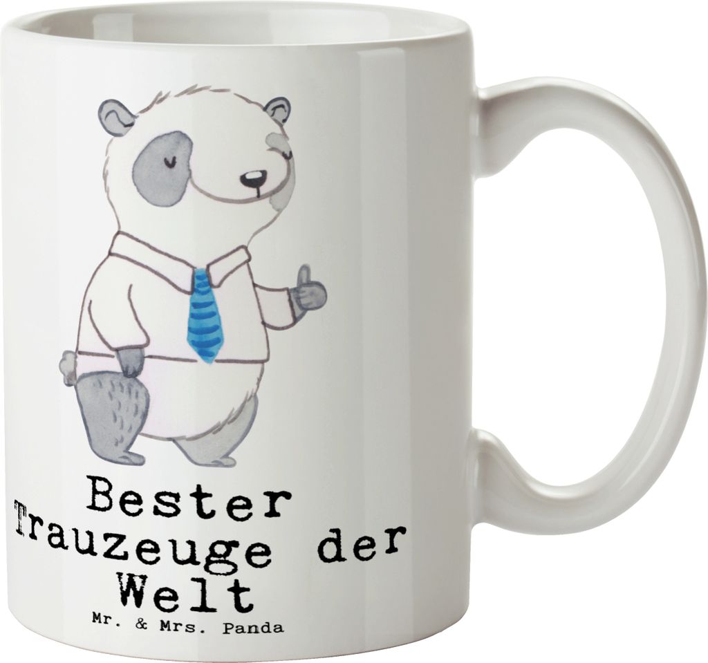 Mr. & Mrs. Panda Pott Panda Bester Trauzeuge der Welt - Weiß - Geschenk, Heirat, Hochzeit, Teetasse, Geschenktasse, Kaffeetasse, Becher, Kaffeebec...