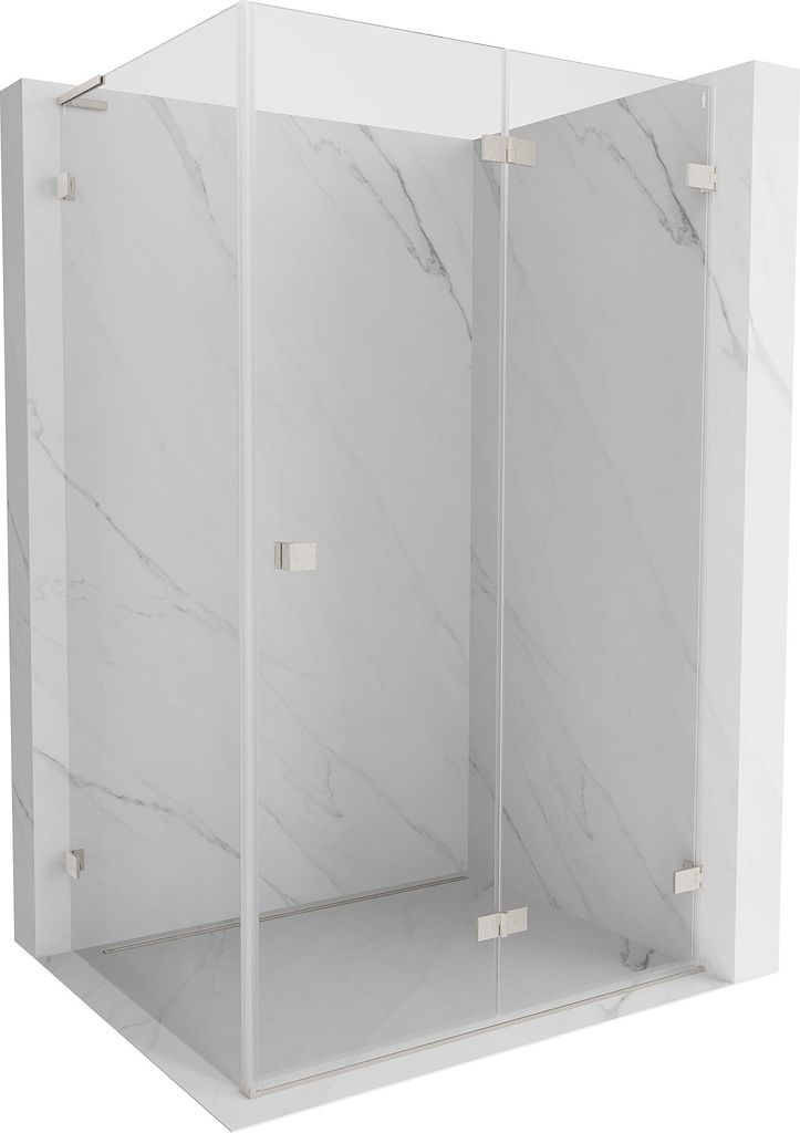 Mexen Lunar-F L Duschkabine klappbar rechts 85 x 70 cm, transparent, gebürstetes Nickel - 836L-085-070-97-00-P
