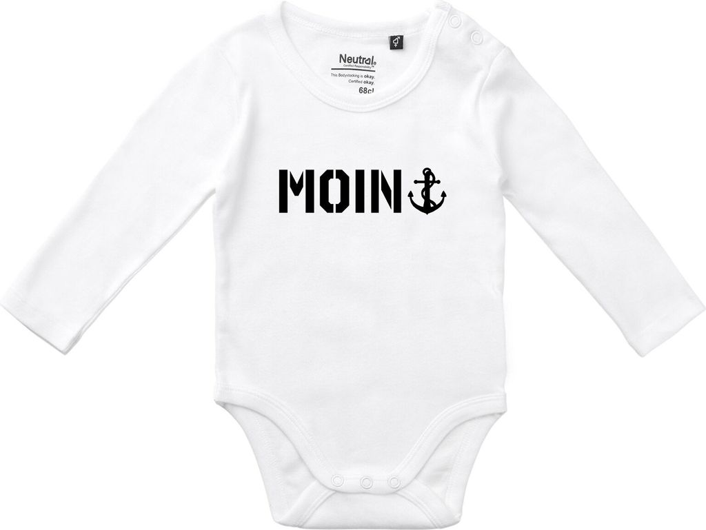 Huuraa Baby Body Moin Anker 74 White Baumwolle Fairtrade Langarmbody Geschenkidee