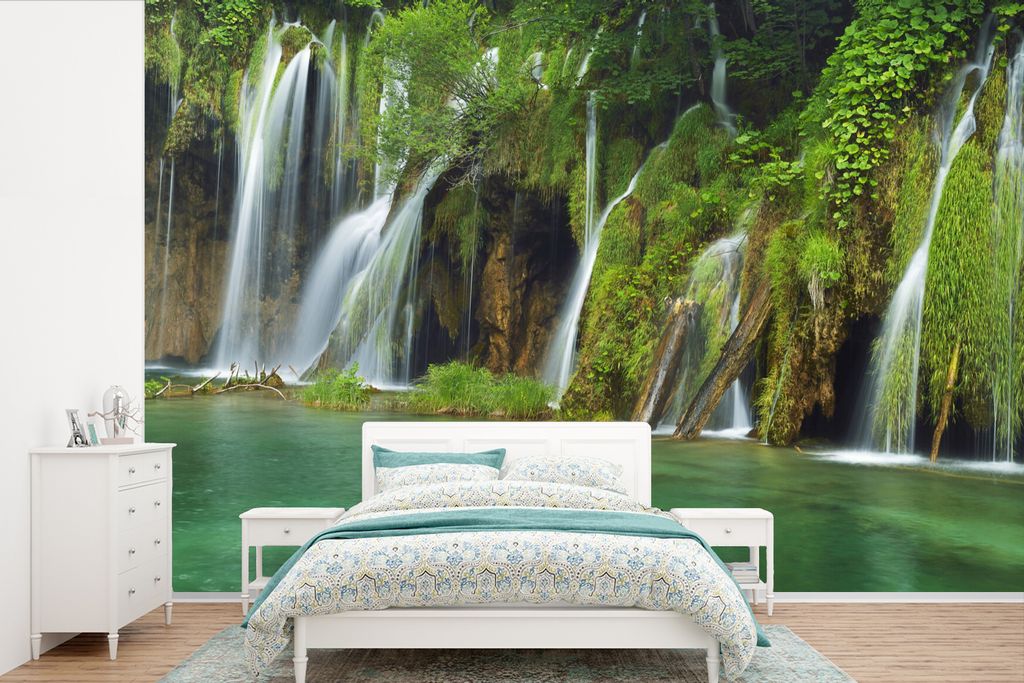 MuchoWow Fototapete für Wohnzimmer oder Schlafzimmer Wandtapete Vinyl Motivtapete Wunderschöne Natur im Nationalpark Plitvicer Seen - 390x260 c...