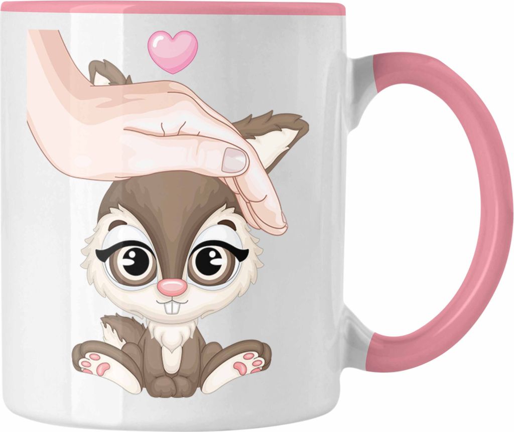 Trendation - Hasen Tasse Geschenk Hasen-Besitzer Kaninchen Kinder Süße Grafik (Rosa)