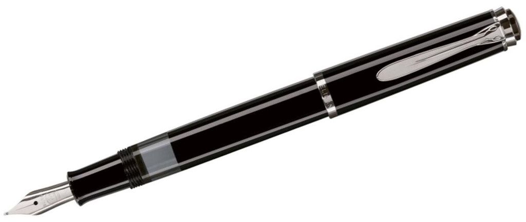 Pelikan M205, Schwarz, Edelstahl, Integriertes Befüllsystem, Harz, Kursiv nib, Edelstahl, Extrafein