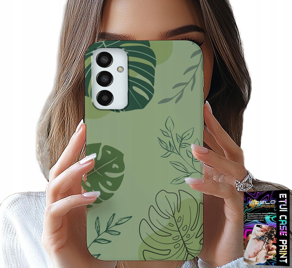 Fall Für Samsung Galaxy M23 - Grüne Blätter Floralen Muster Zurück