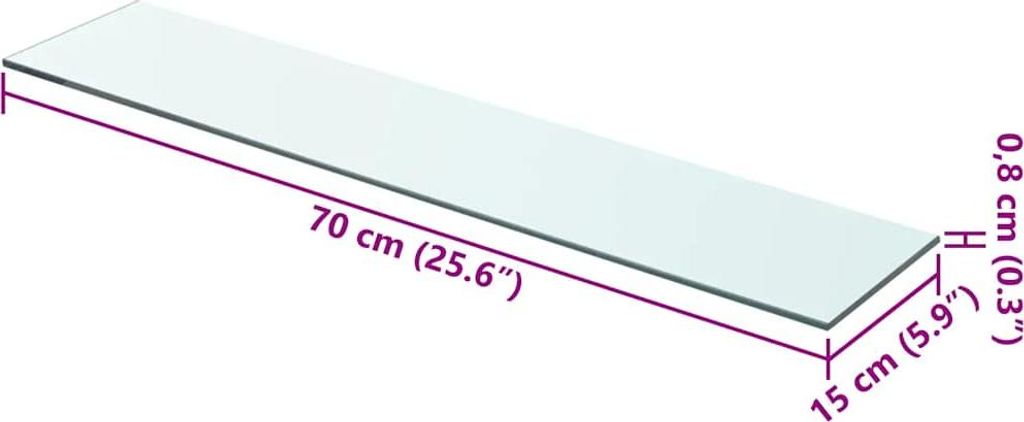 vidaXL Regalboden Glas Transparent 70x15 cm