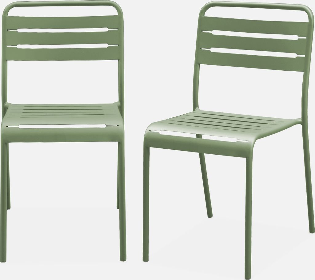 sweeek - 2er-Set Gartenstühle aus Stahl  - Grün Produktbild 