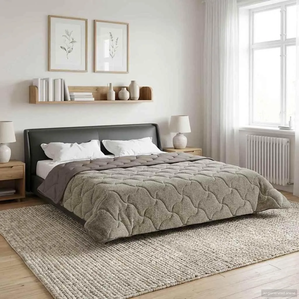 Piumone Matrimoniale vidaXL 200x220 Grigio Chiaro Lavabile 4 Stagioni - 2