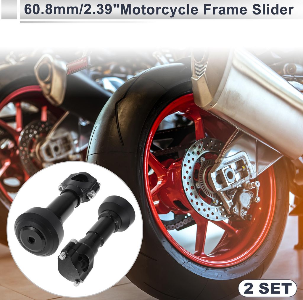 0.87"-1.1" Motorrad Slider Rahmen Aluminiumlegierung Kunststoff Rad Verkleidung Schutz Crash Pad Schutzblech 2.39" 6.69" 2 Stück Schraube Schwarz ...