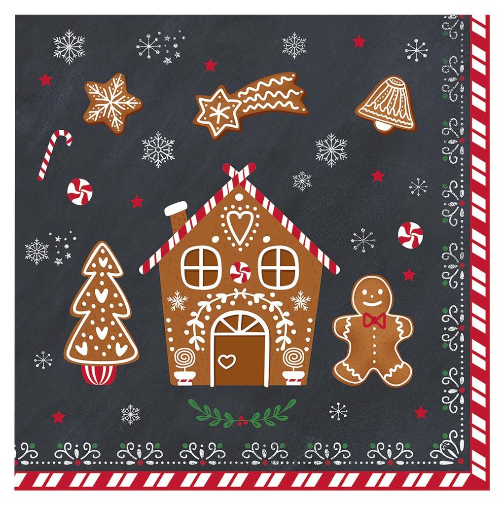Packung mit 20 Papierservietten 33 x 33 cm – Lebkuchen – Easy Life