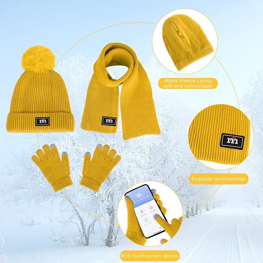 ANTCOOL Kinder Winter Strandmütze Schal Handschuhe Set 2-10 Produktbild 3