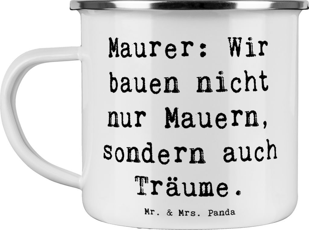 Mr. & Mrs. Panda Blechtasse Spruch Maurer Träume - Weiß - Geschenk, Beruf, handgefertigte Produkte, Geschenke mit Herz, Handwerk, Berufsleben, Em...