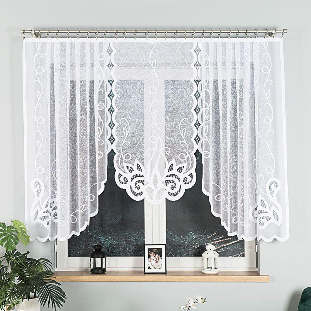EWELINA – Fertiger Jacquard-Vorhang mit Schlitz am Saum – 300 x 140 cm – weiß