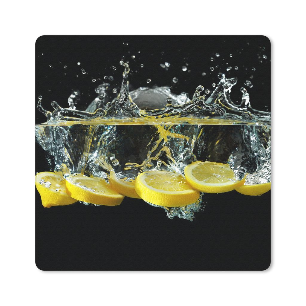 MuchoWow Mauspad Mousepad Zitrone - Frucht - Gelb - Stilleben - Wasser 20x20 cm - Mousepads - Maus Mat - Pad - Mausunterlage - Desk Mat - Bureaua...