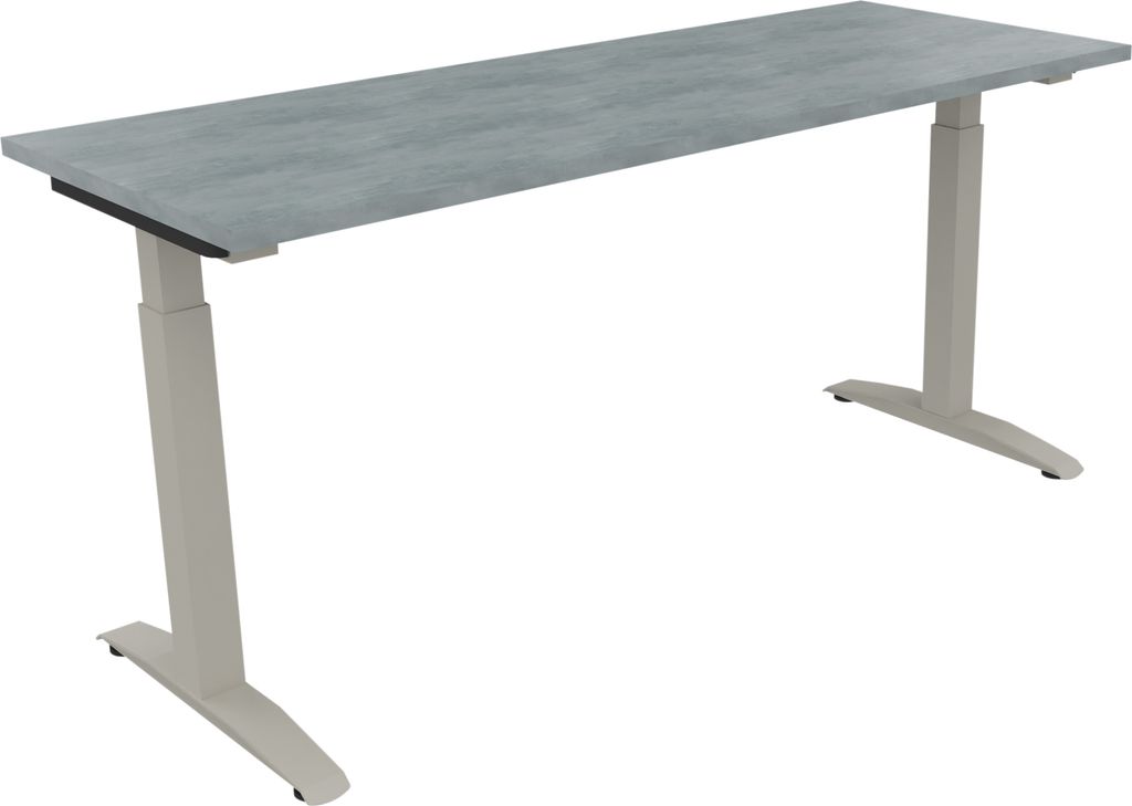 Schreibtisch Kufe Einzels. Quadrat B1600xT600xH650-850 si/Beton hell