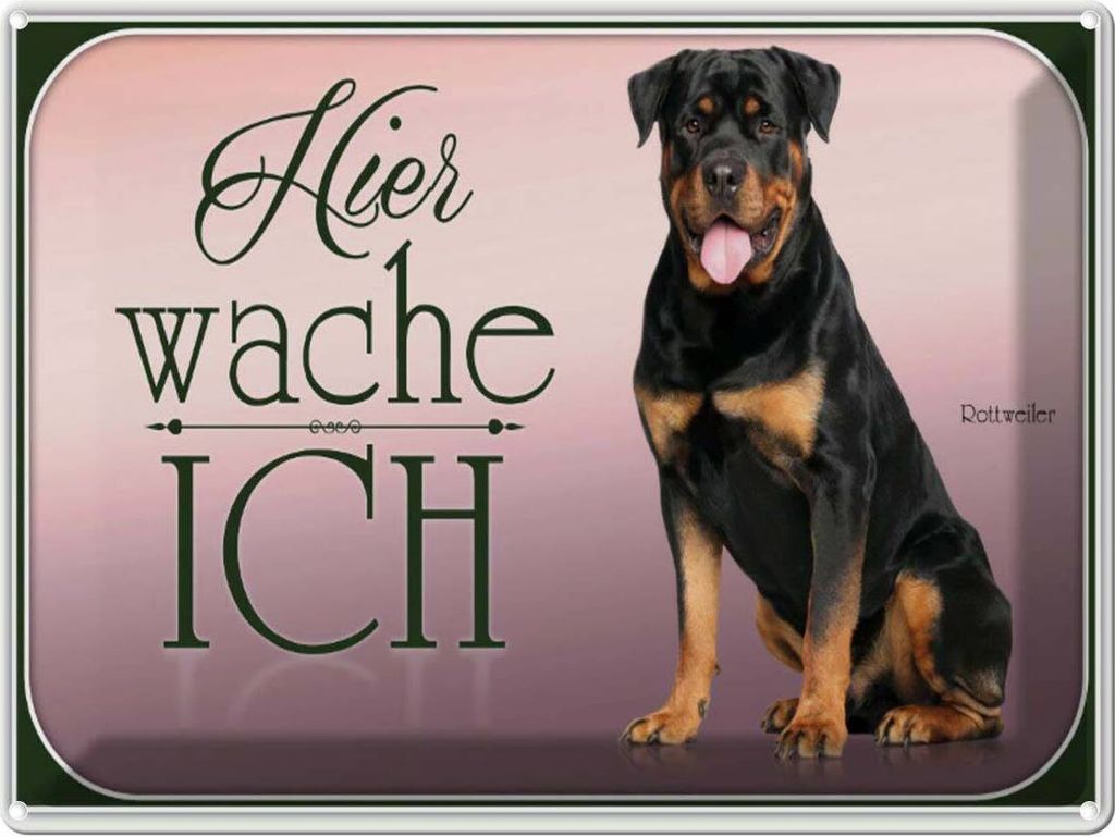 vianmo Blechschild 30x40 cm Hund Rottweiler hier wache ich Produktbild 