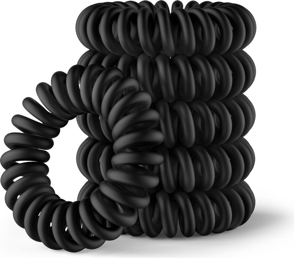 IMPERIO Spiral Haargummis - Schonend zum Haar, weniger Spliss, fester Halt (schwarz, klein)