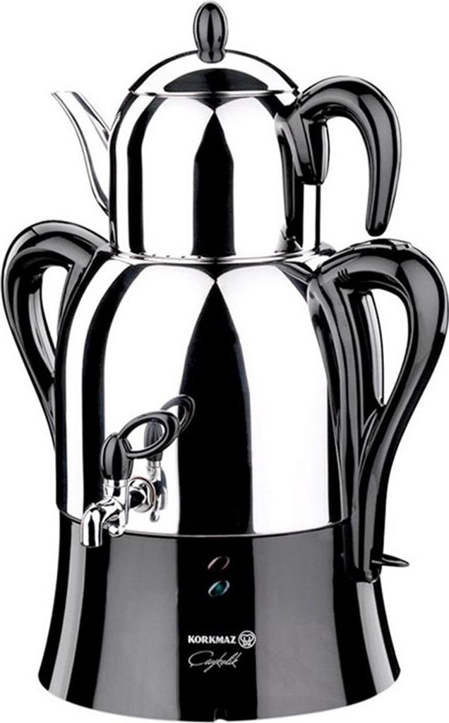 Korkmaz - Elektrische Teekanne - 0,9 L + 3,0 L - Chrom Produktbild 