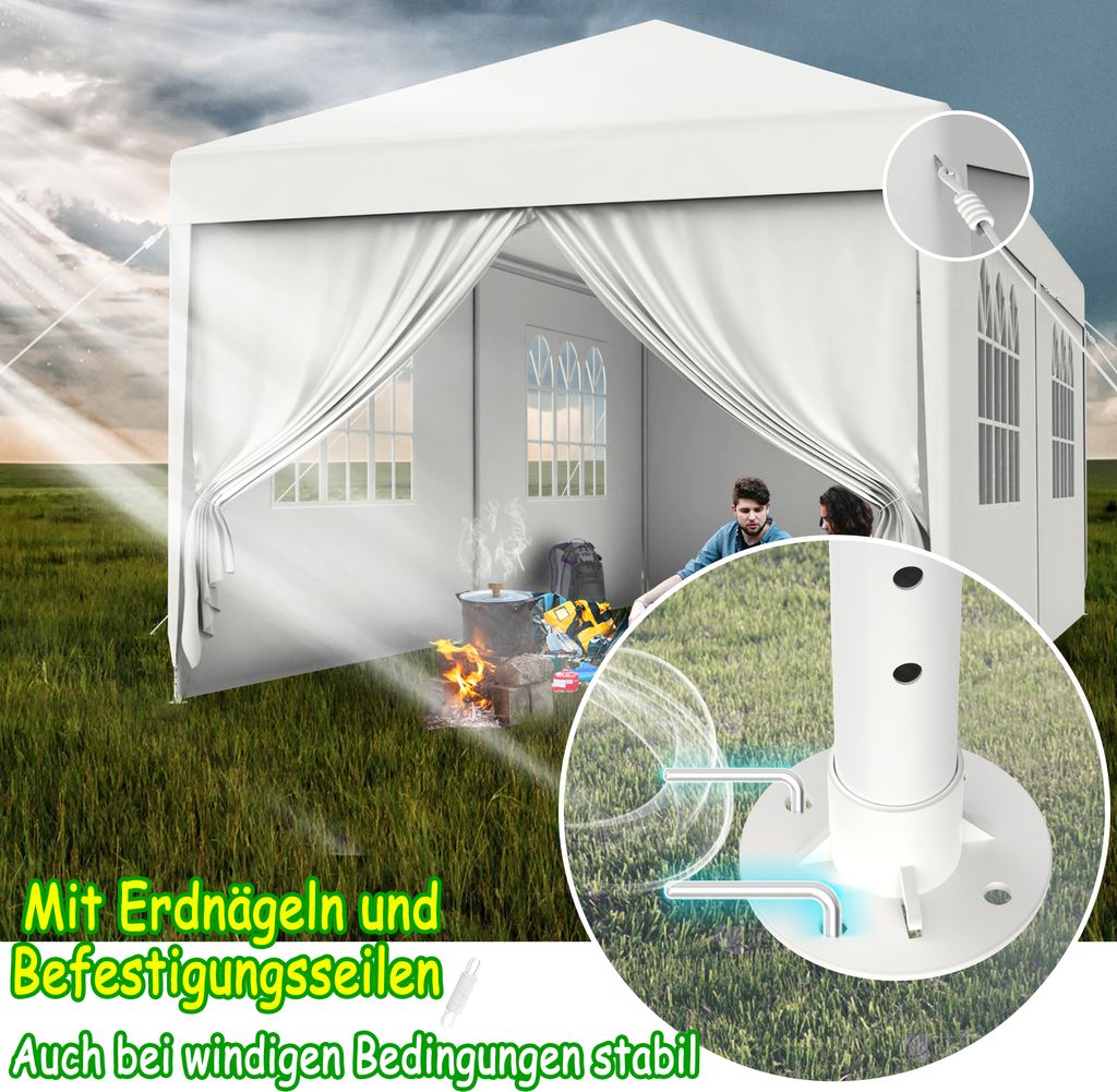 UISEBRT 3x6m Partyzelt Pavillon Wasserdicht Stabil