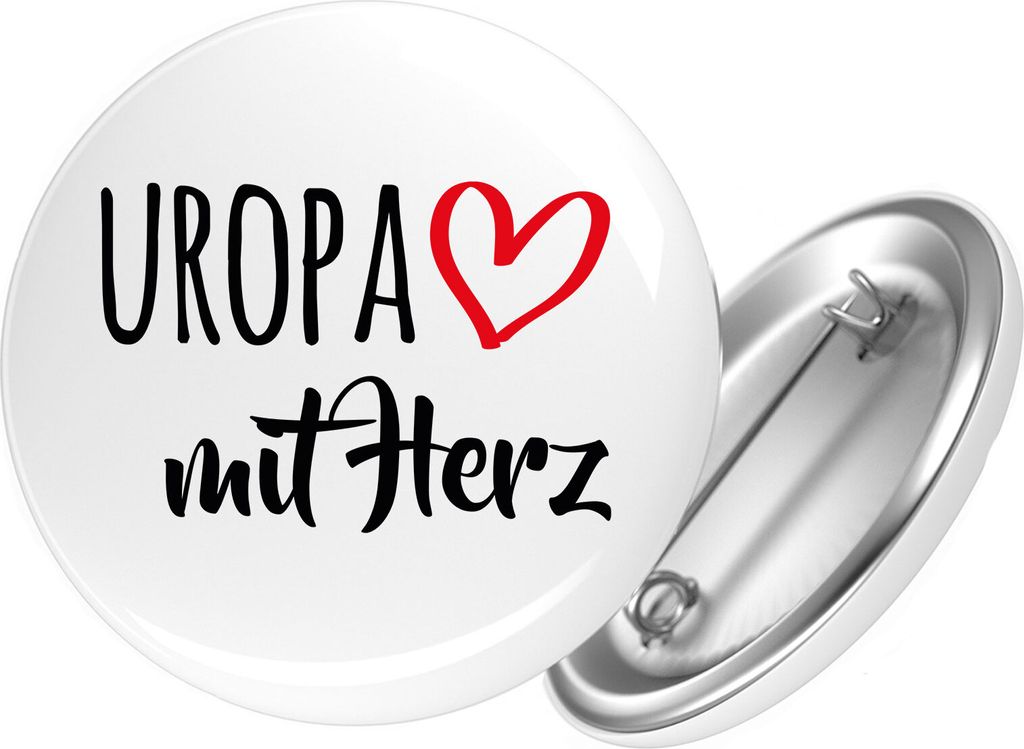 Huuraa Button Uropa mit Herz 25mm rund mit Sicherheitsnadel Ansteckbutton Geschenkidee