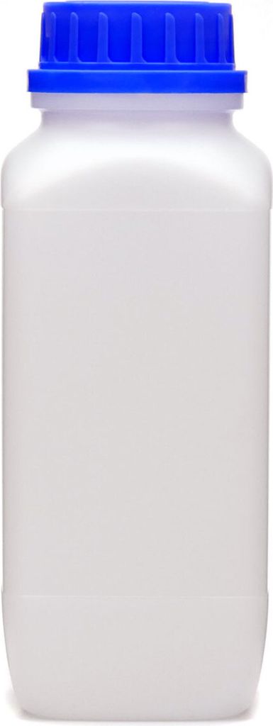 1000 ml Weithals-Flasche mit blauem Deckel, naturfarben, vierkant, G 54