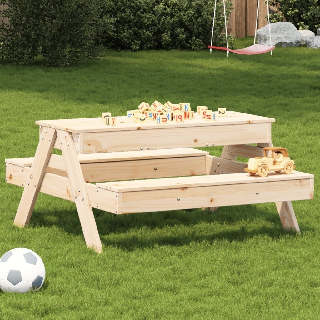 Picknicktisch mit Sandkasten für Kinder Massivholz Kiefer 832592