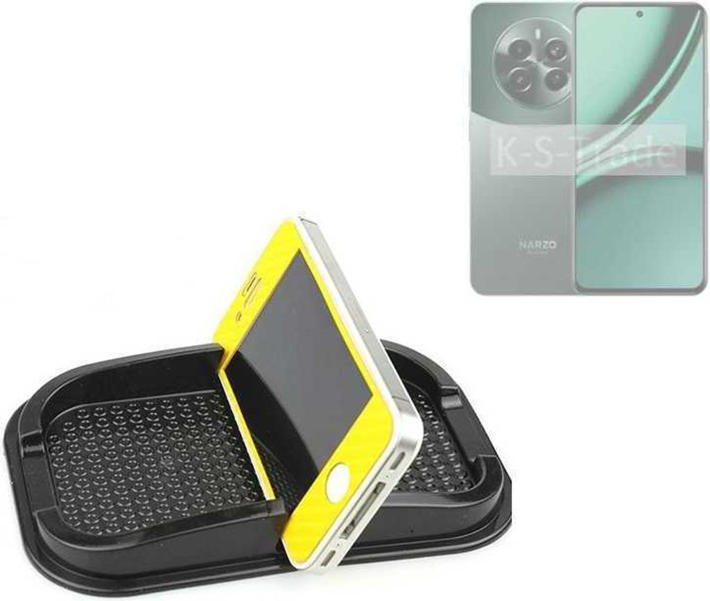 K-S-Trade Auto Anti Rutsch Matte Smartphone-Halter kompatibel mit Realme Narzo 70 Pro 5G Haft Pad Armaturenbrett Handy-Halterung Silikon