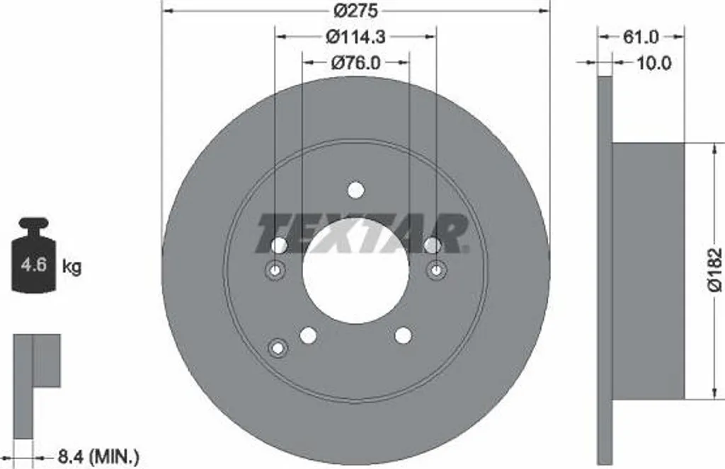 Disque de frein 584111D000 pour entretien Kia Carens - Fiabilité Textar