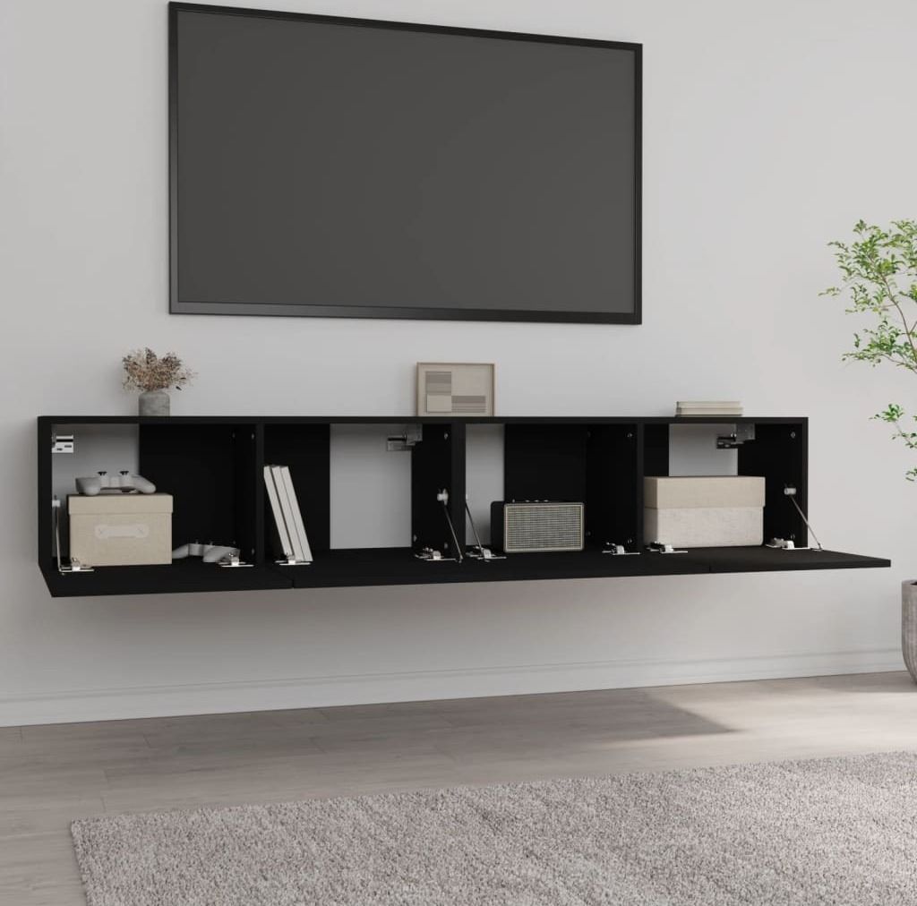"2026 Aktion"TV-Tisch/TV-Schränk Skandinavisch - CLORIS - Fernsehenschrank -e 2 Stk. Schwarz 80x30x30 cm Holzwerkstoff - NeuMöbel9597612