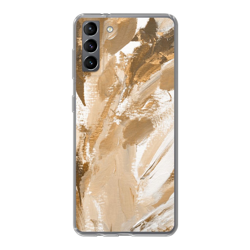 MuchoWow Handyhülle Schutzhülle Hülle für Samsung Galaxy S21 Plus Farbe - Gold - Beige Silikon Softcase Handy Hülle - Handy-Tasche