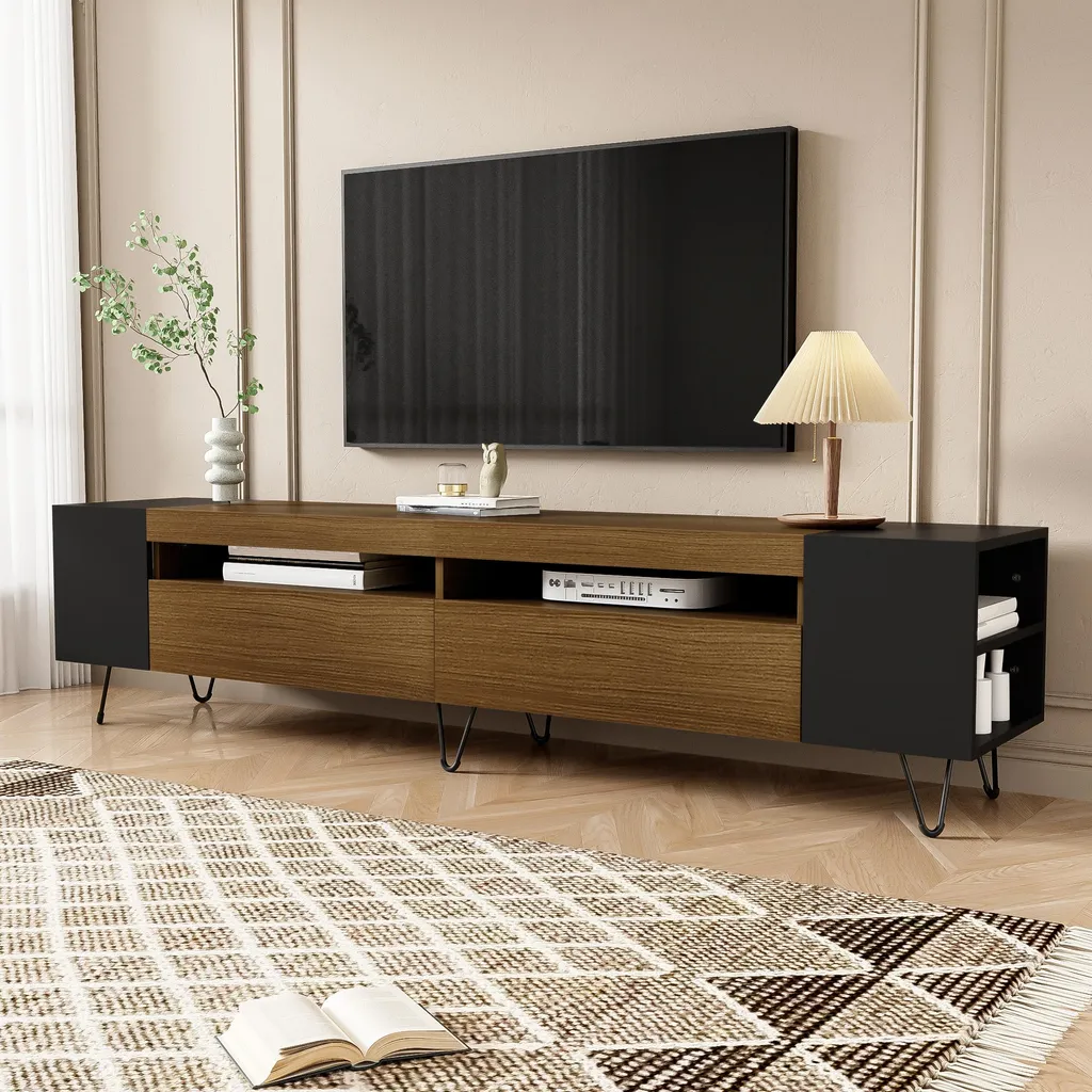 Meuble TV Noir 180cm : Rangez vos Câbles et Appareils avec Élégance