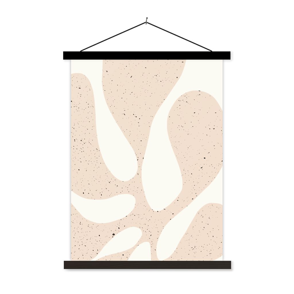 MuchoWow Textilposter Pflanzen - Abstrakt - Rosa - Pastell 90x120 cm mit schwarzem Rahmen - Dekoration