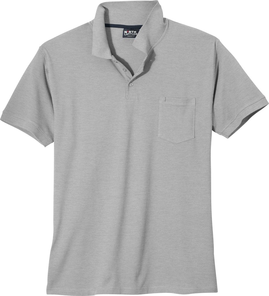 North Latitude Poloshirt grau melange Übergröße