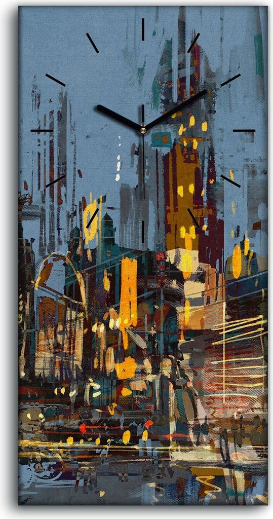 Leinwand Uhr Küche Wohnzimmer Bild 30x60 Stadt modern dunkel Nacht Menschen - schwarze Hände