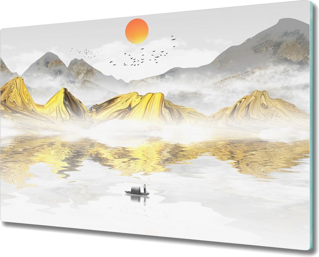 Coloray Schneidebrett Herdabdeckplatte 80x52 cm Kochplattenabdeckung Hackbrett Küchenbrett - Gebirgssee