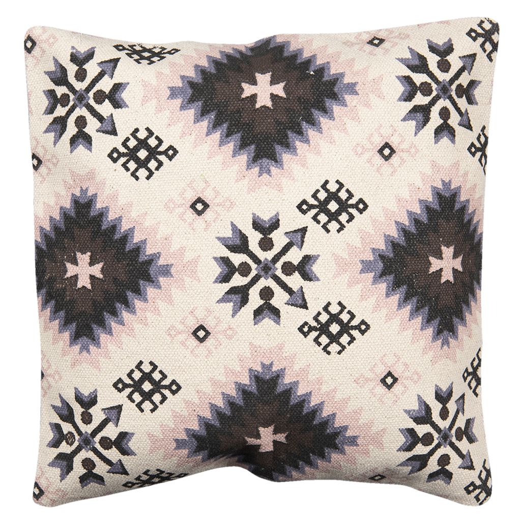 Clayre & Eef Kissenbezug 50x50 cm Beige Weiß Baumwolle