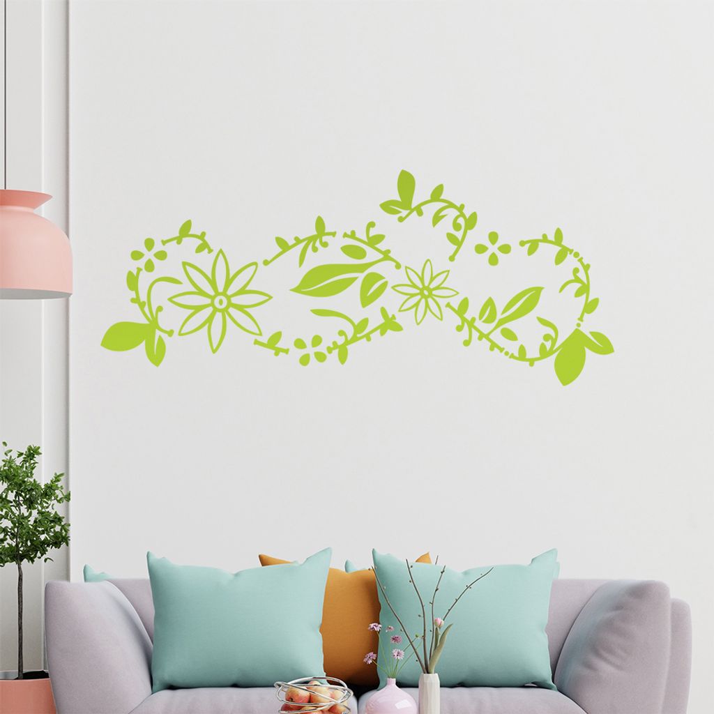 Blume - Ranken Wandtattoo in 6 Größen - Wandaufkleber Wall Sticker - Dekoration, Küche, Wohnzimmer, Schlafzimmer, Badezimmer
