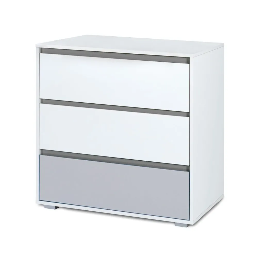 Petite commode AGIRA blanche et grise en bois MDF - Finition robuste