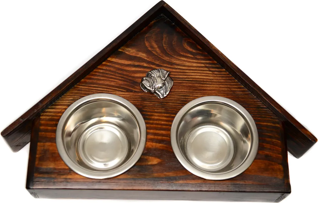 Porta Ciotole Legno per Bullmastiff Art-Dog | Offerta Set 2 Ciotole