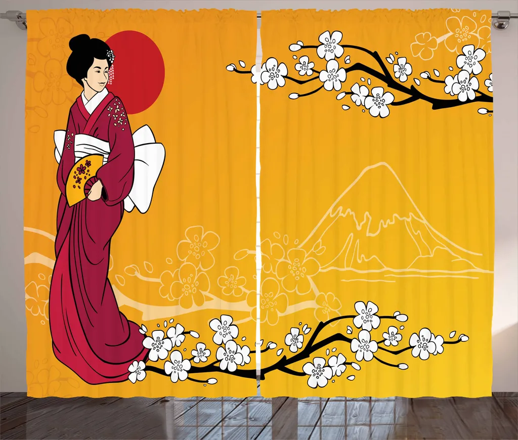 Tenda ABAKUHAUS 280x245 cm Geisha e Fiori Ciliegio: Kit con Ganci