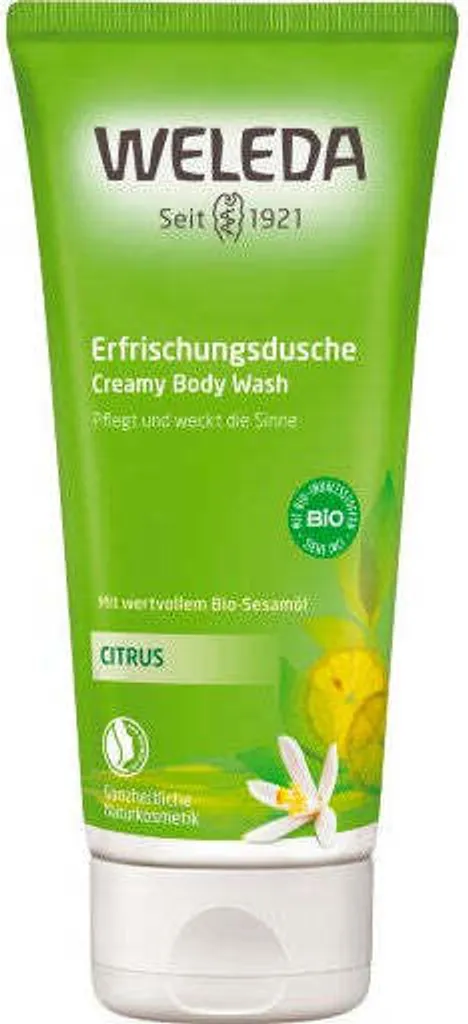 Gel douche crème lavante corps Weleda agrumes pour peau sèche 200ml