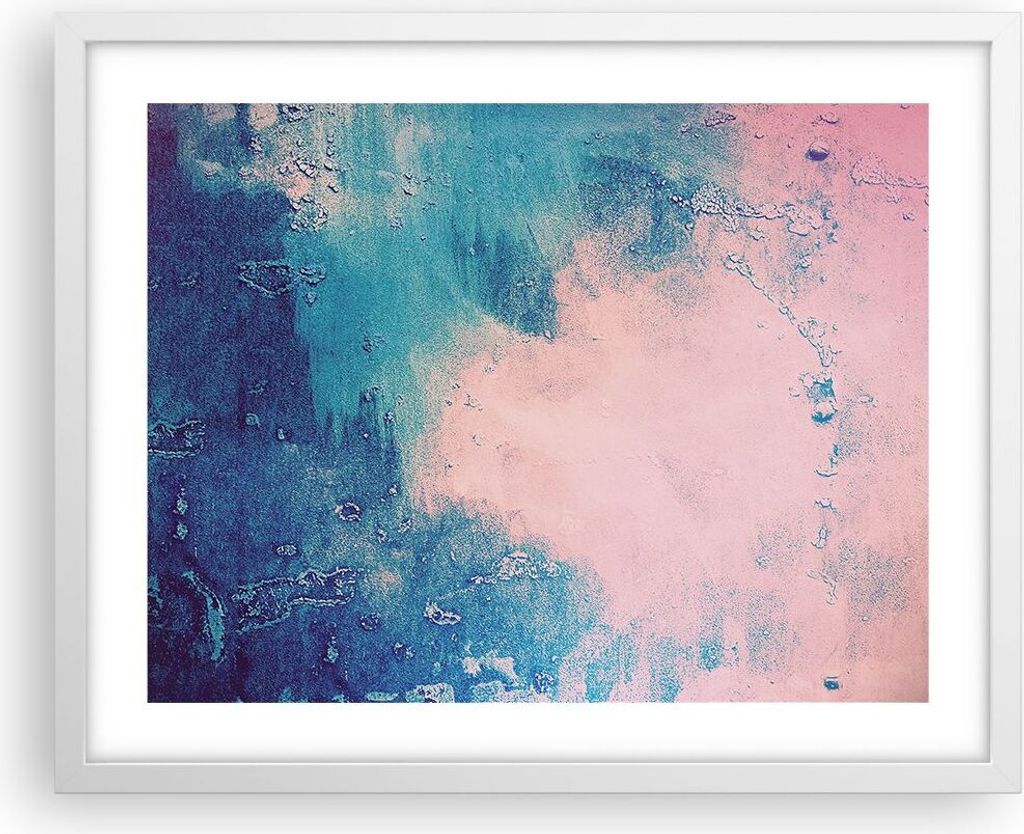 Gerahmtes Poster - Weißer Rahmen - Abstraktion Rosa Blau - 50x40 cm - Wand Bild - Wanddeko - Wandbilder - Kunstposter - Wandposter - Bilderrahmen ...