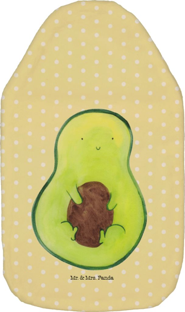 Mr. & Mrs. Panda Wärmekissen Avocado Kern - Gelb Pastell - Geschenk, Pflanze, Wärmflasche, Avokado, Spruch Leben, gummi, Bettflasche, mit Bezug, ...