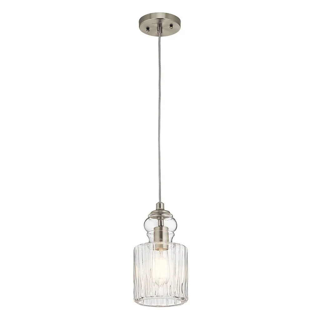 Suspension Luminaire Riviera en Verre Style Transitionnel Nickel Mat