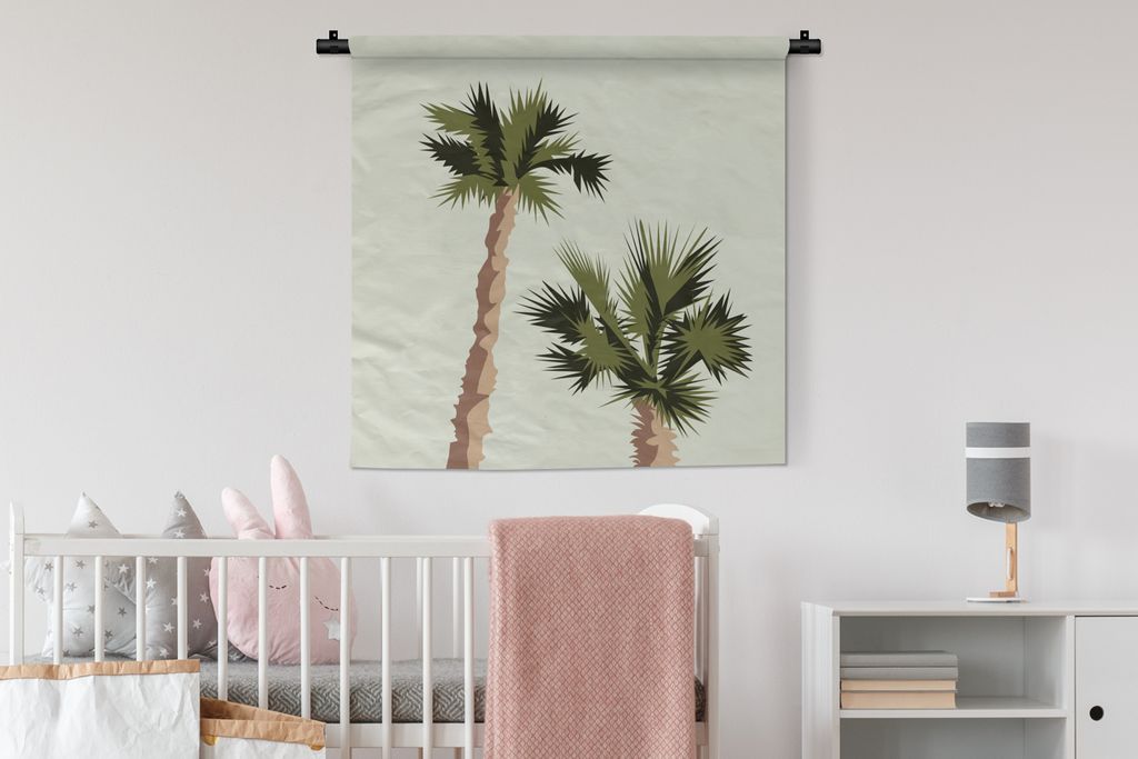 MuchoWow Wandteppich Wandbehang Palme - Himmel - Sommer 90x90 cm Tapisserie Dekoration Wandtuch - Wandaufhänger