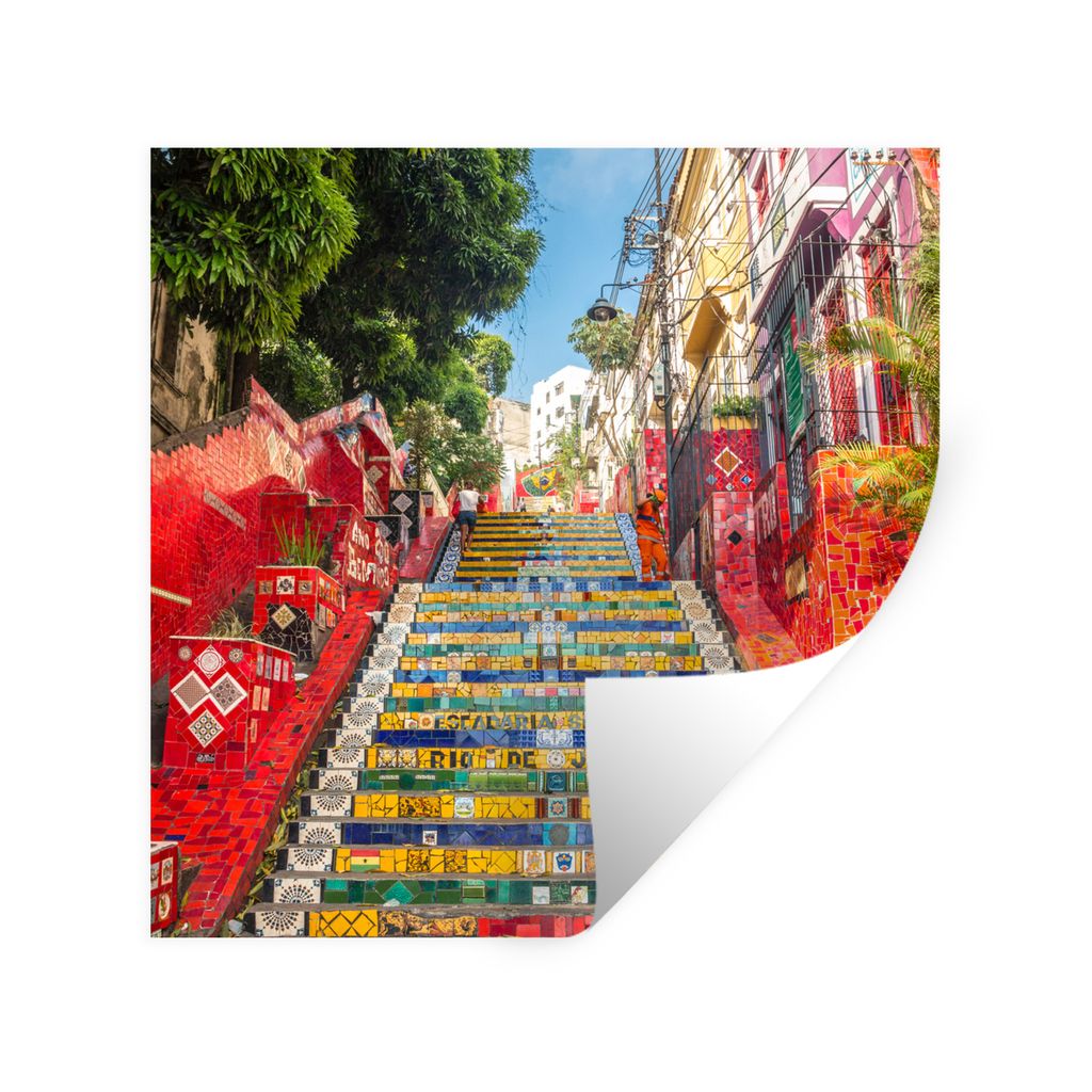 MuchoWow Wandtattoo Wandsticker Wandaufkleber Brasilien - Rio De Janeiro - Treppe 50x50 cm Selbstklebend und Repositionierbar - Selbstklebend - F...