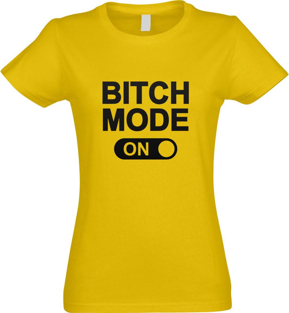 Kiwistar - T-Shirt tailliert - Damen - gelb - Bitch Mode On - mit Motiv Bedruckt - Funshirt Design - Sport - Freizeit - Damen - XL
