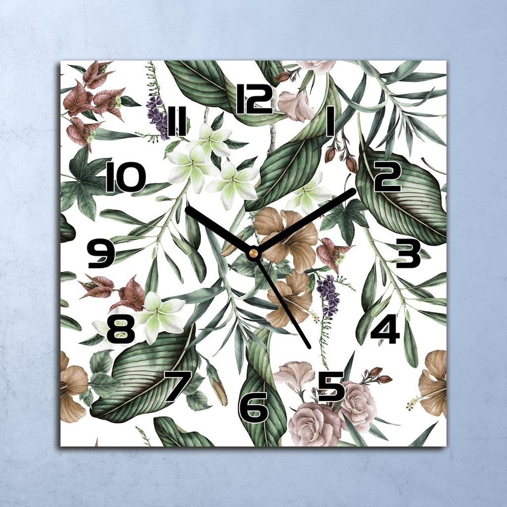Wanduhr Echt-Glas-Küchenuhr Frühlingsblume Kunst Quarz 30x30 Deko Bilder